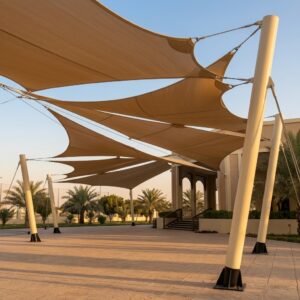 مظلات شد إنشائي – تصميمات حديثة للمشاريع الكبيرة