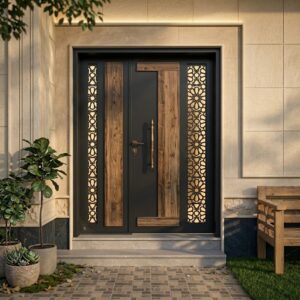 باب حديد سكني خارجي - أناقة وأمان للمشاريع السكنية