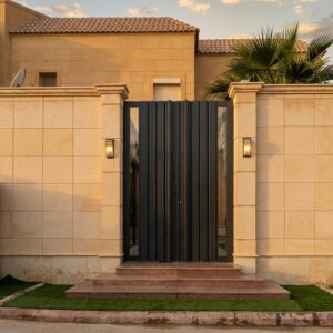 باب حديد سكني خارجي - أناقة وأمان للمشاريع السكنية