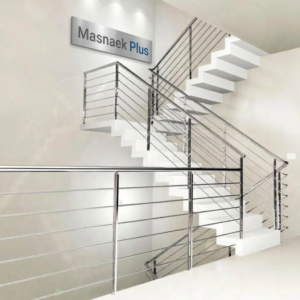 درابزين درج ستانلس ستيل داخلي في الرياض | تصميم عصري وتشطيب فاخر للمشاريع