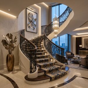 درابزين حديد مزخرف كلاسيك – تصميمات فاخرة للمداخل والسلالم