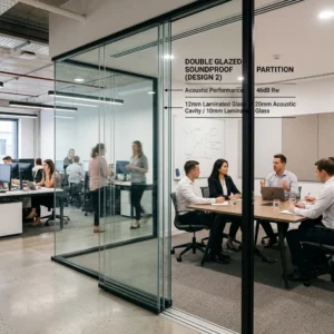 بارتشن زجاج دبل جلاس عازل للصوت – حلول خصوصية للمكاتب